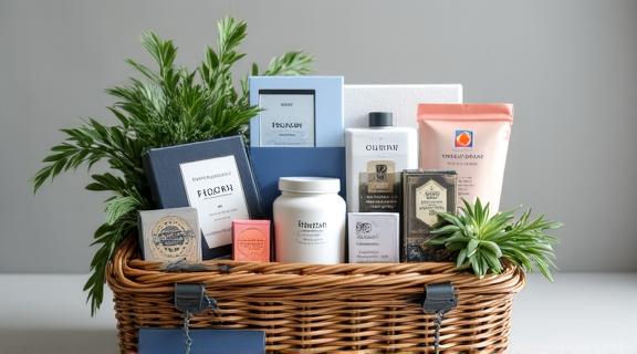 Corporate employee appreciation gift basket and flowers